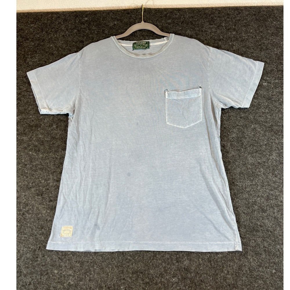 Vintage 90s Polo Country Ralph Lauren Pocket TShirt Faded Blue Distressed Mens L
